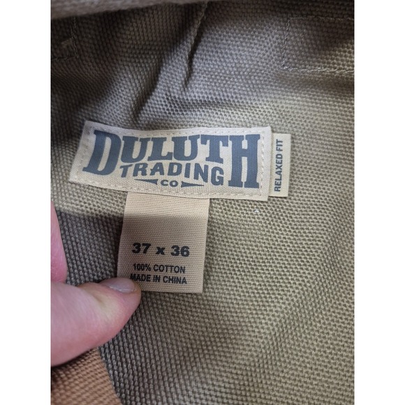 Duluth Pants Men's 37x36 Khaki Fire Hose Canvas Relaxed Fit Cargo Work - Picture 2 of 8